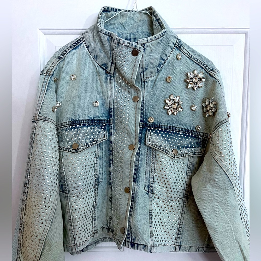 Blue Studded Denim Jacket